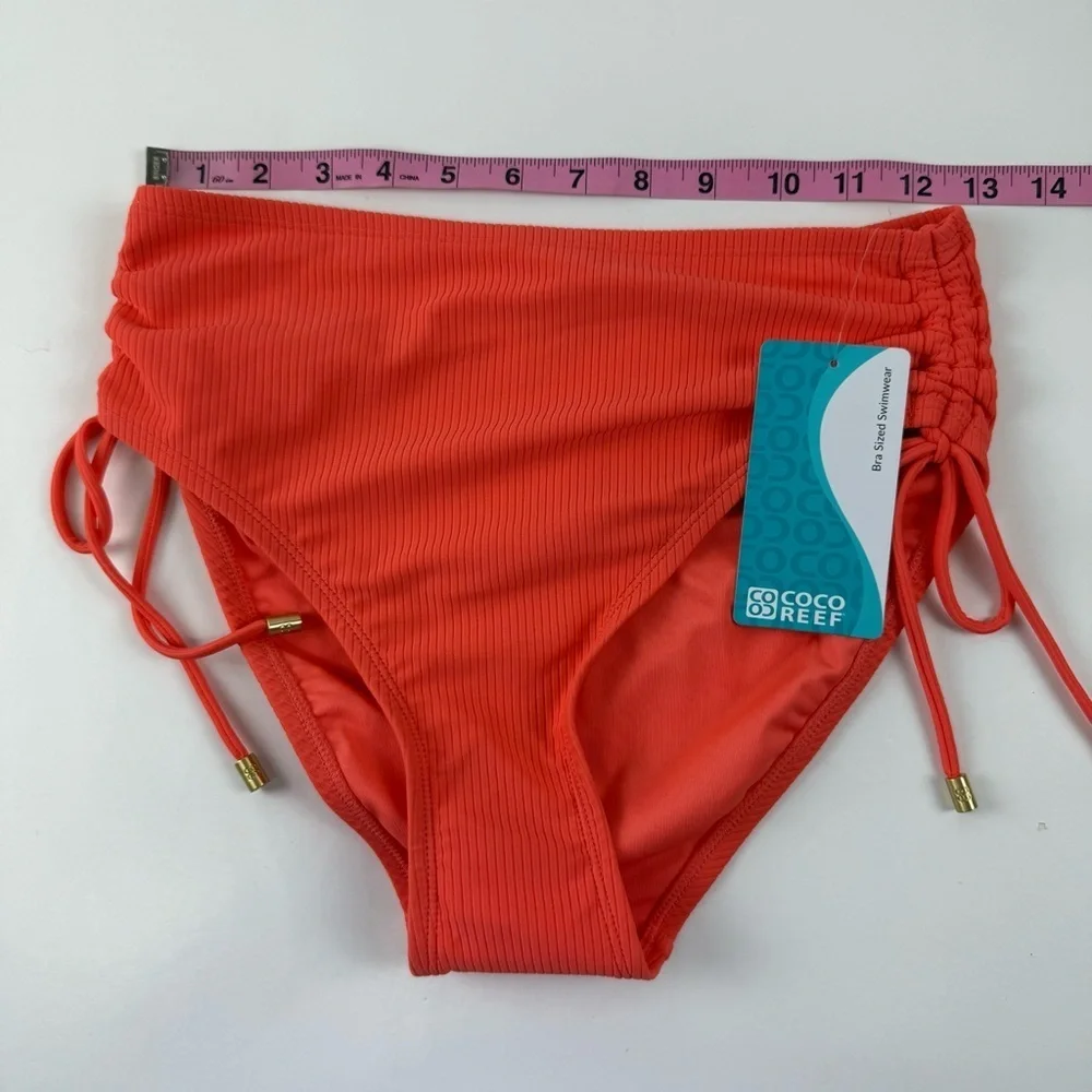 Coco Reef Bikini Bottom Womens Small Coral Ribbed Side Tie Swim NWT